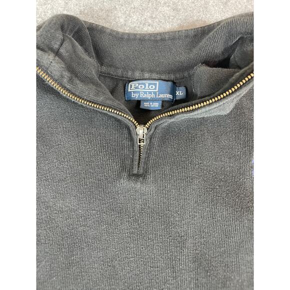 Vintage 90s Polo Ralph Lauren 1/4 Zip Pullover Sweater Mens XL Black Mini Pony - Picture 3 of 5